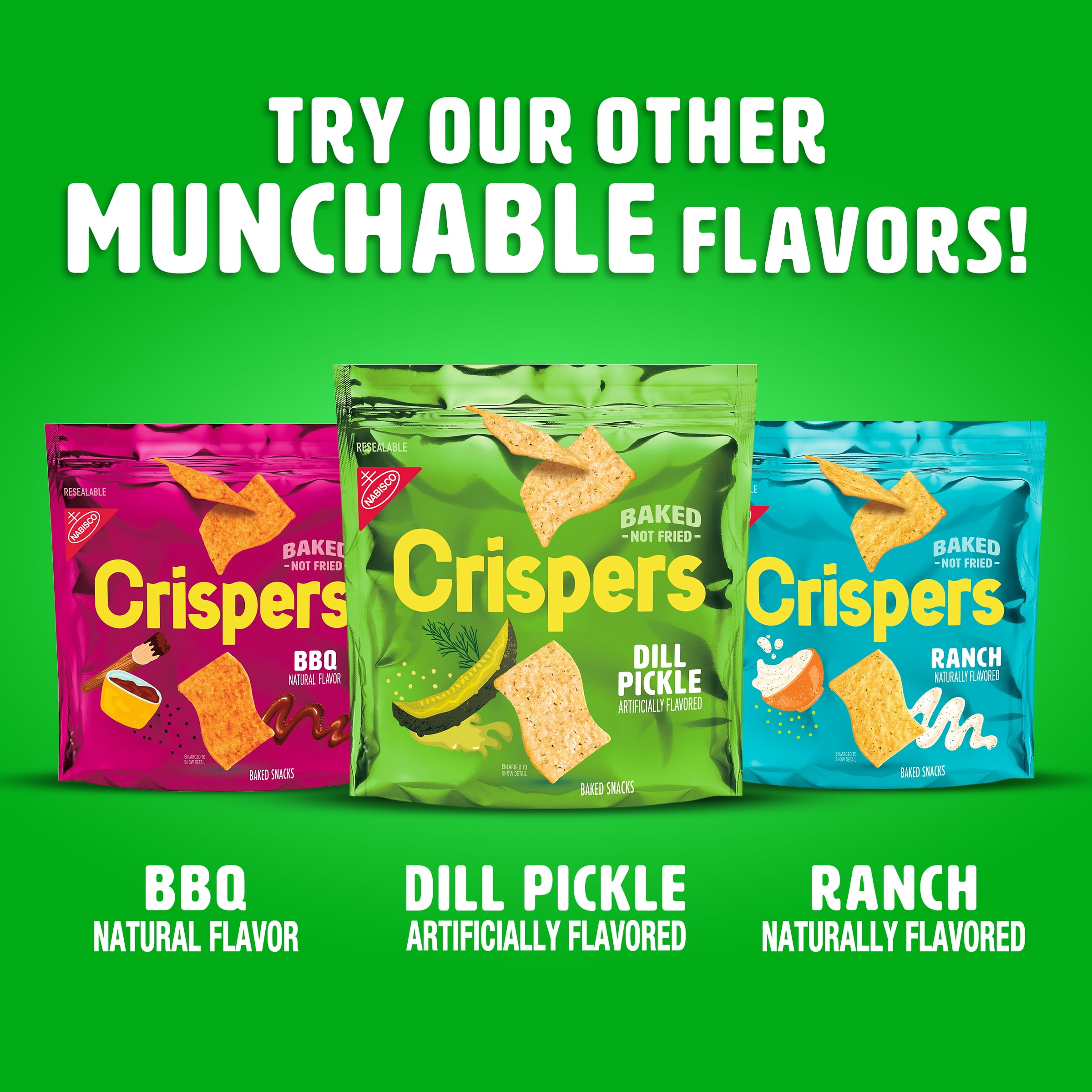 Crispers Dill Pickle Flavor Baked Snacks, Crunchy Snacks, 5.11 oz