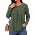 thumbnail image 2 of WellSize Plus Size Women Blouses Lace Long Sleeve Boho Tops Crew Neck Fall Shirts Trendy Tunic Blouses, 2 of 9