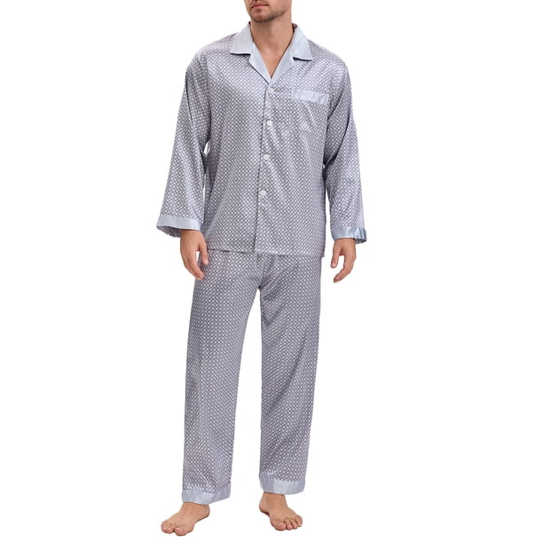 INSPIRE CHIC Conjunto de Pijamas de 2 Piezas para Hombre con Botones y Estampado Casual XL Gris Plateado