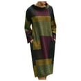 thumbnail image 2 of Zpanxa Fall and Winter Dresses for Women Women Fashion Retro Printed Loose Mid-length Long Sleeve Dress Crewneck Oversized Loose Long Pullover Sweater Dress, 2 of 8