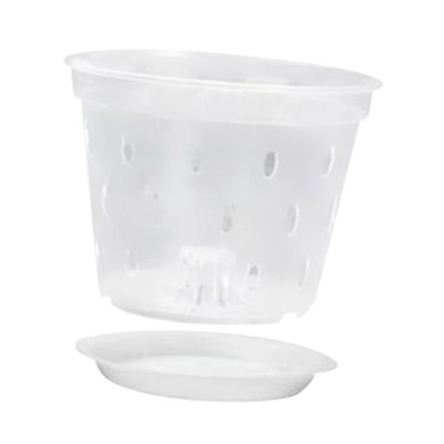 Maceta de orquídeas / Maceta transparente / Transpirable / Macetas de transparentes / Maceta de flores, Macetas de jardineras de orquídeas para 5 pulgadas con platillo