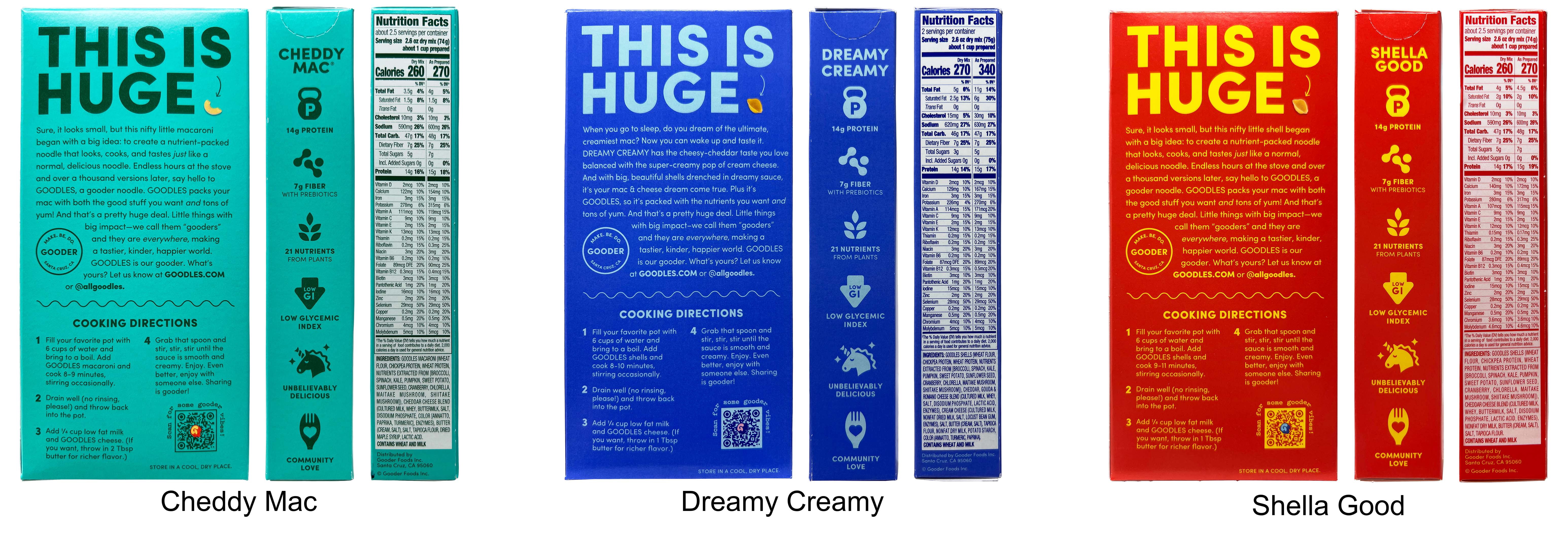 Goodles Nutrient Packed Mac & Cheese Variety 3-Pack | Shella Good, Dreamy Creamy & Cheddy Mac | 5.25-6 oz | Shawhan Farms Parmesan + MerlinsMart Zine