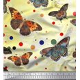 thumbnail image 1 of Soimoi Crepe Silk Fabric Dot & Butterfly Print Sewing Fabric Yard 42 Inch Wide, 1 of 3