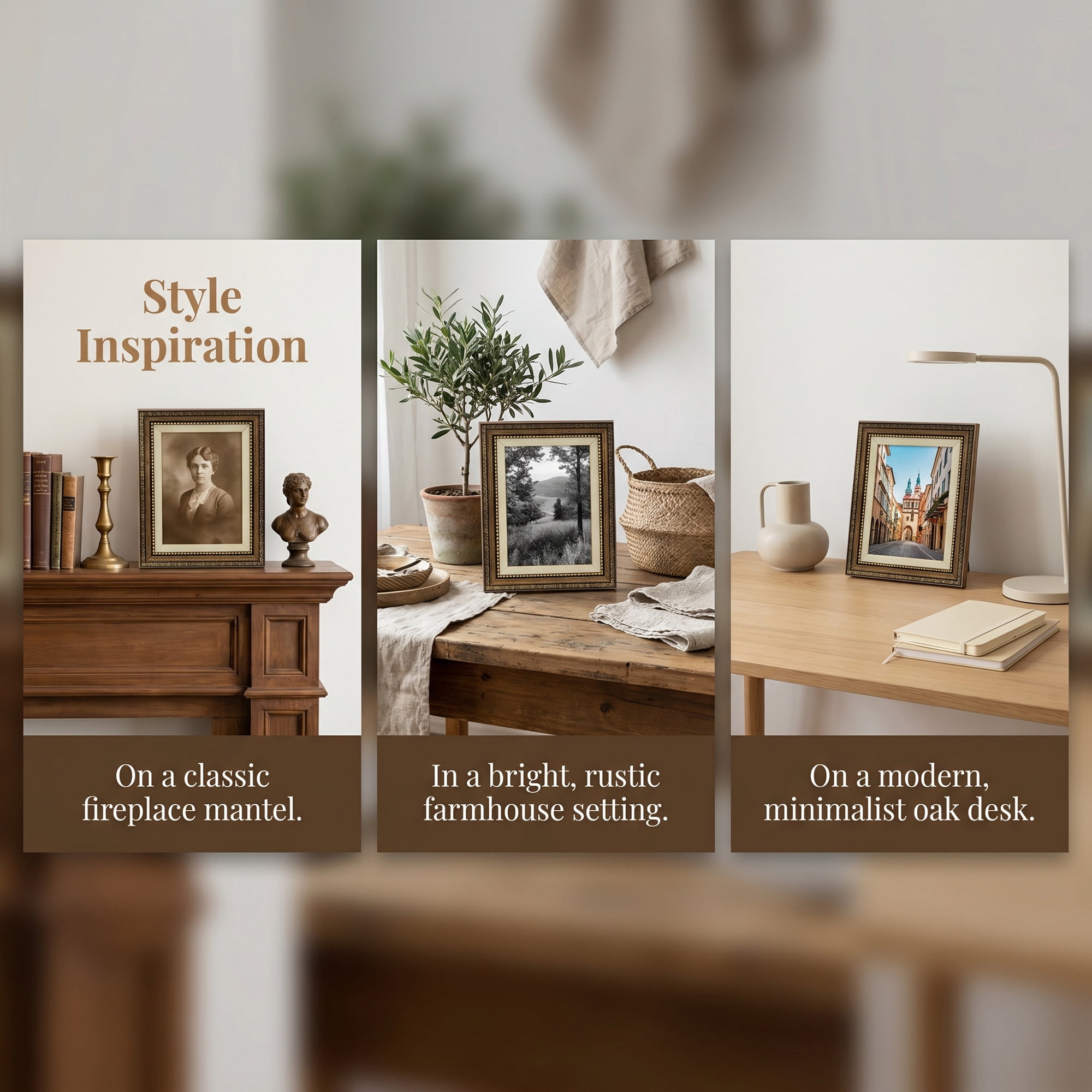 Unique Bargains Wall Hanging & Tabletop Resin Picture Frame for Display Brown 5" x 7"