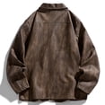 thumbnail image 4 of Veste en Cuir PU à Col Rabattu pour Hommes, Manches Longues, Tenue de Mode, 4 of 5
