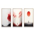 thumbnail image 2 of Designart "Minimal Serenity Moonlit Wanderings II" Abstract Landscape Framed Wall Art Set Of 3 - Red Abstract Landscapes Frame Canvas Set For Living Room Decor, 2 of 6