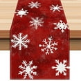 thumbnail image 2 of Christmas Table Runner Red Background Snowflake Print Linen Tablecloth Holiday Decor for Dining Table Coffee Table 13x72 Inches Festive Celebration, 2 of 7