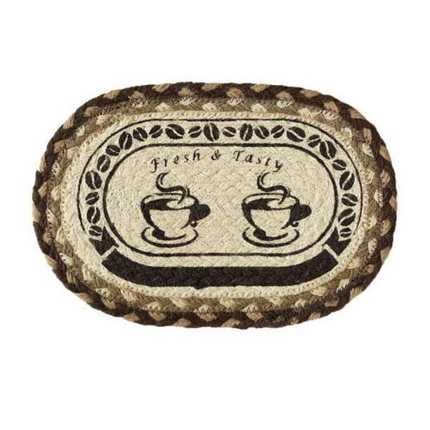 Mantel individual tejido a mano con estampado, posavasos, regalo de inauguración, cuerda de cáñamo, vaso ovalado S