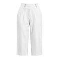 thumbnail image 7 of Ruimatai Women's High Waisted Relaxed Fit Button Detail Cropped Capri Pants with Side Pockets for Casual Summer Daily Vacation Wear, 7 of 7