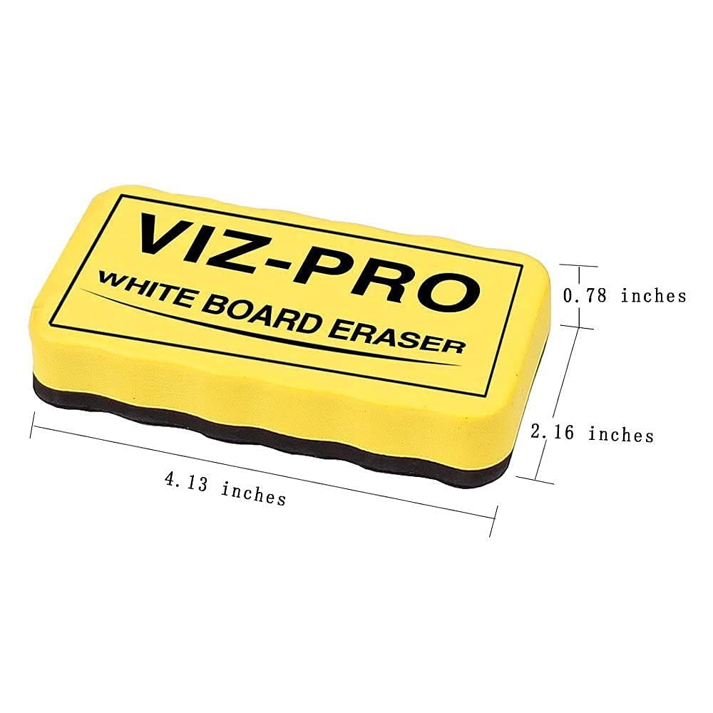 VIZ-PRO 48x36 Inch Magnetic Dry Erase Whiteboard | Black Aluminum Frame With Pen Tray & Erasers
