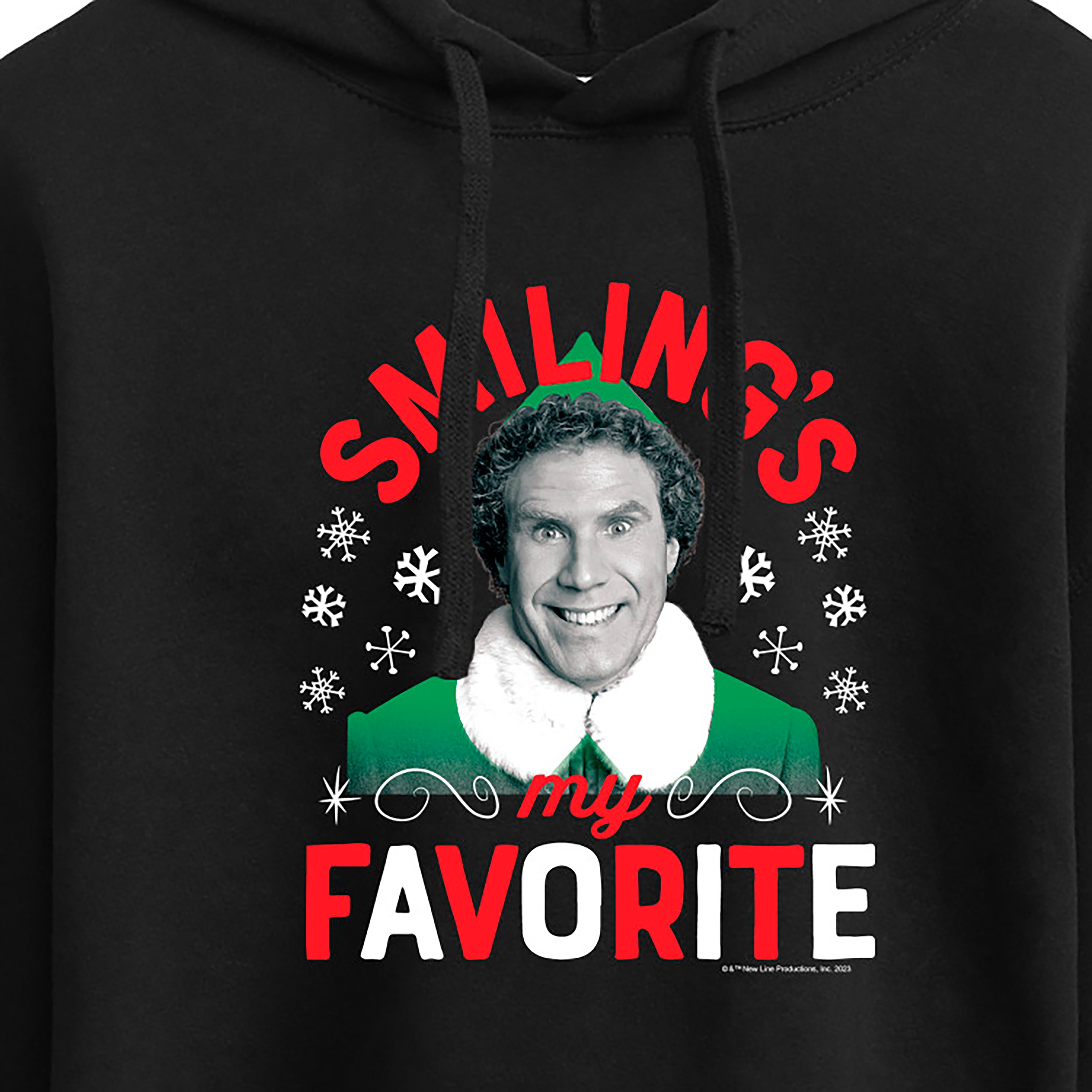 ELF - Christmas Smilings My Favorite  - Juniors Cropped Pullover Hoodie