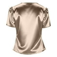 thumbnail image 4 of Women's Top, 2026 New Solid-Colored Short-Sleeved V-Neck Satin Top For Spring And Summer, Comfortable and Breathable Fabric for Women, Perfect for Daily Casual Wear., 4 of 7