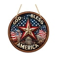 thumbnail image 2 of America Wooden Hanging Sign Patriotic Round Wall Decor For Home And Porch, 2 of 6