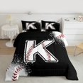 thumbnail image 2 of Manfei Baseball Sport Full Size Comforter Sets 3-Piece for Kids Teens, Black White Bedding Comforter Set, Monogrammed Letter K Bedding Sets, Microfiber Bedroom Decor, 2 of 8
