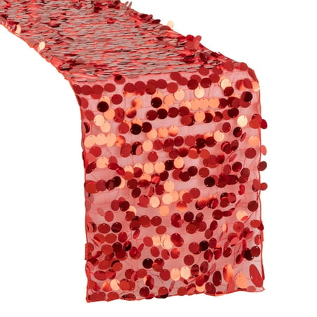 

Pack of 1 Large Payette Sequin Table Runner - Red for Wedding Quinceanera New Years Bash or Event Décor