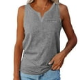 thumbnail image 2 of Brilliant Tank Tops for Women under $5 Spaghetti Womens Tank Top With Built in Bra Summer Solid Color V-Neck Pocket Sleeveless Casual Tee Tops Gray XXL, 2 of 8