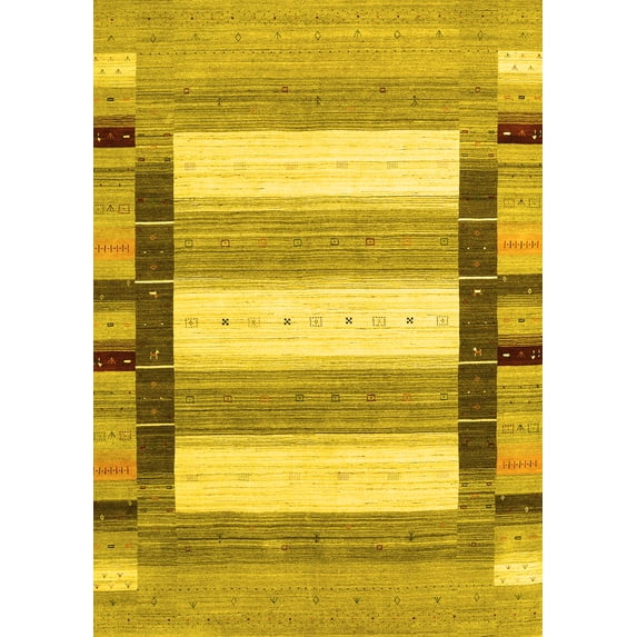 Ahgly Company Indoor Rectangle Abstract Yellow Contemporary Area Rugs, 6' x 9'