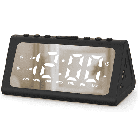 DAYBETTER Extra Loud Alarm Clock for Heavy Sleepers, Digital Bedside Clock with Dual Alarms, Nature Sounds, Adjustable Volume & Dimmer for Adults and Teens (Black)