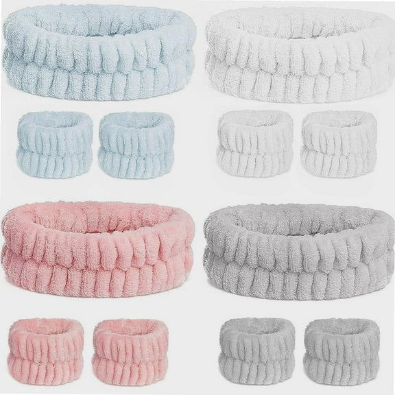 , 12 Pack SPA Facial Headband and Microfiber Wrist Washband Makeup Headband Washing Face Terry Cloth Headbands for Women and Girls Washing Face Makeup Shower