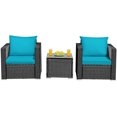 thumbnail image 5 of Patiojoy 3PCS Patio Rattan Furniture Conversation Set with 2 Cushioned Sofas & Coffee Table for Outdoor Turquoise, 5 of 6