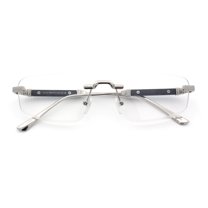 Rimless Hustler Retro Gangster Rapper Rectangle Luxury Fashion Eyeglasses Silver Black