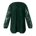 thumbnail image 7 of YUGYXL Plus Size Lace Blouse for Women Criss Cross V Neck Tunic Tops Solid Long Sleeve Loose Dressy Business Casual Shirts Green XXL, 7 of 7