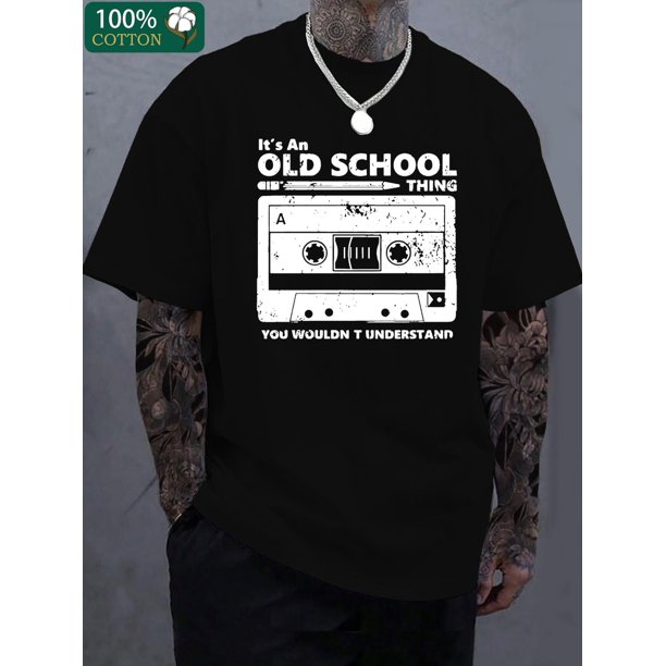 (Orientación Loai), estampado de monograma, camiseta boutique de algodón grueso de 220 g, camiseta casual de algodón de moda para hombre, camiseta de cuello redondo de manga corta, camiseta de ocio