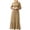 Khaki, variant on Women's Elegant Long Dress Crewneck Loose Long Sleeve Solid Ankle-length Dress Button Casual Swing Maxi Dress with Belt