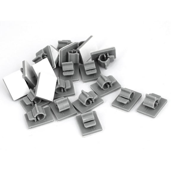 Unique Bargains 21pcs 6mm-7mm Cable Wire Holder Plastic Adhesive Clips Clamps Organizer Gray for Home Essential