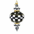 thumbnail image 2 of Huras Family Black And White Delight Icicle Reflector - 1 Glass Tree Ornament 6.0 Inch, Glass - Hand Painted Bold Design Pattern Bw964, 2 of 3