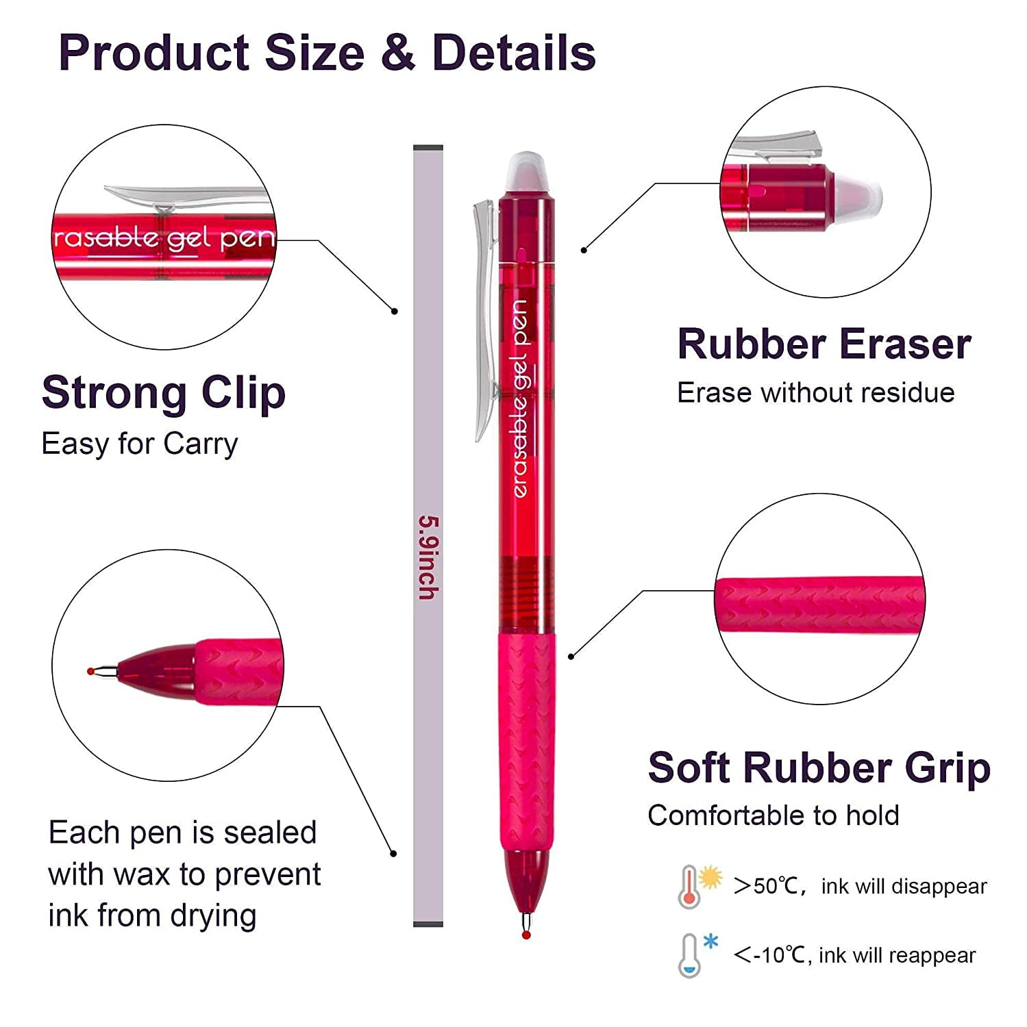 Colored Erasable Gel Pens - Set of 18