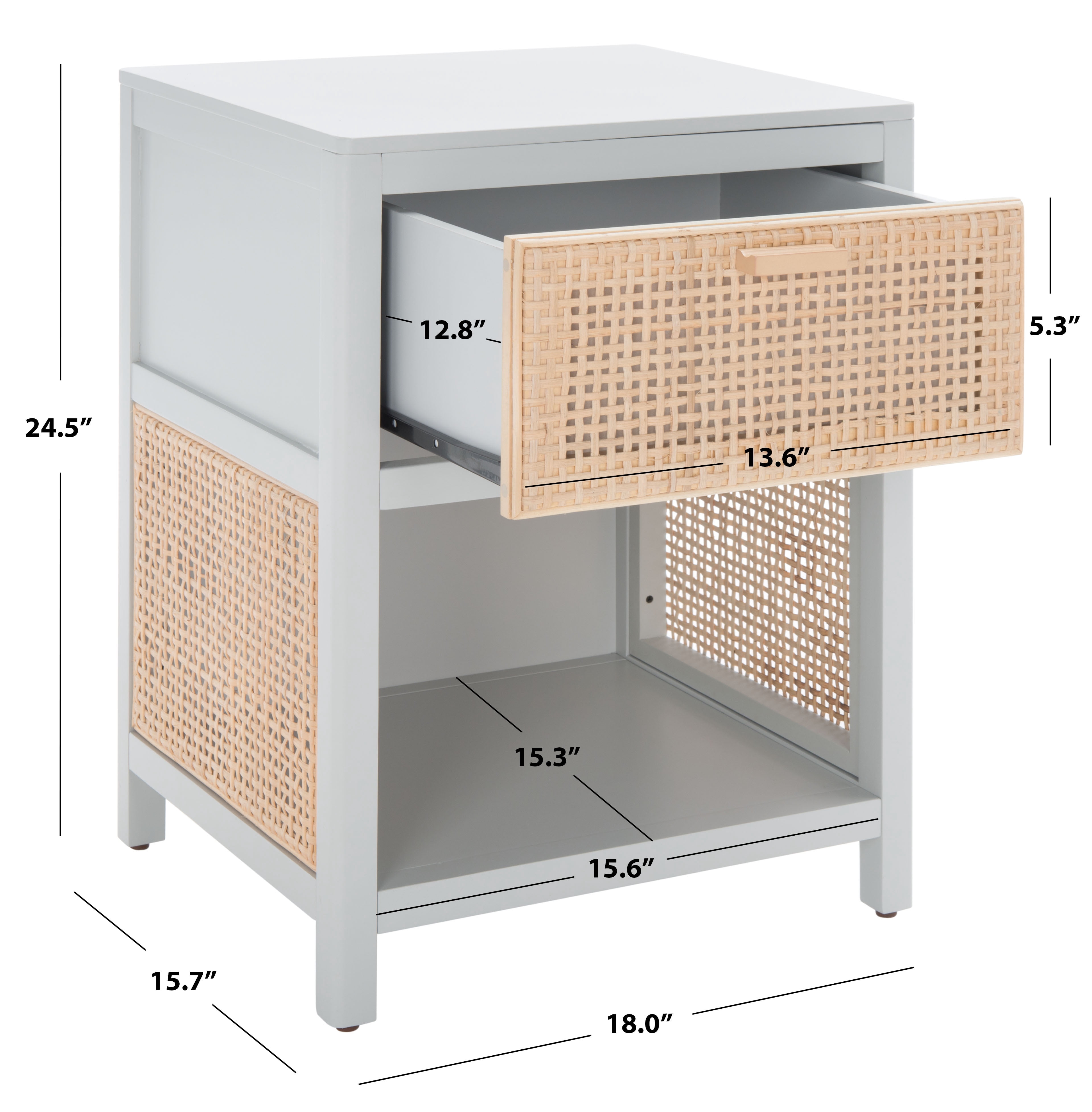 SAFAVIEH Miya Rustic Coastal 1 Drawer Nightstand, Grey/Natural
