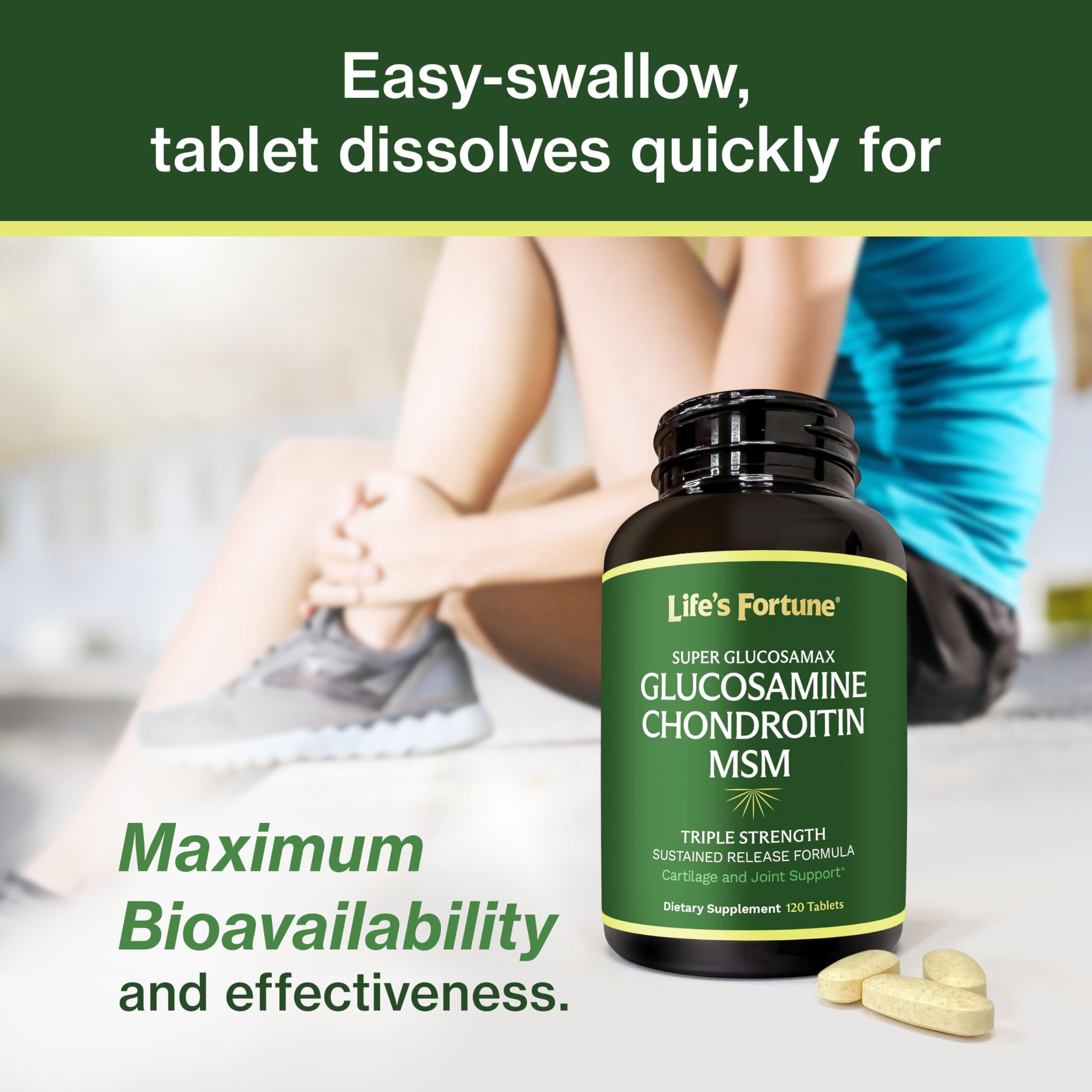 Life's Fortune Super Glucosamax Glucosamine Sulfate Supplement, 120 Tablets, Glucosamine, Joint Support Formula