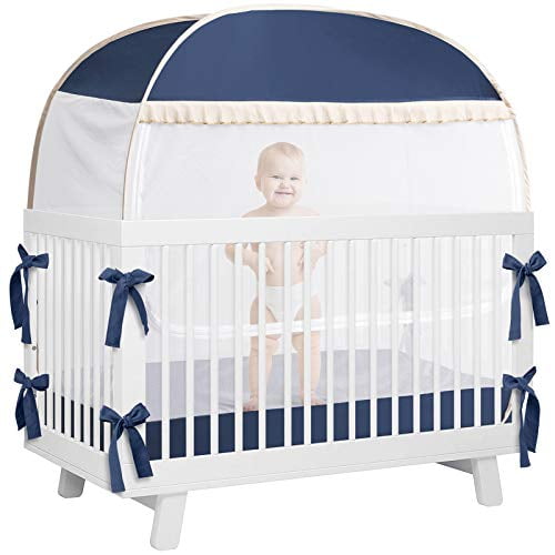 L Runnzer Baby Safety Crib Tent Safety Pop Up Tent For Baby Crib Crib Tent Cover To Keep Baby From Climbing Out And Mosquito Bite Walmart Com Walmart Com