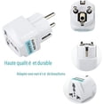 thumbnail image 3 of 2x Adaptador de Corriente Universal EE.UU./Reino Unido/China a Europa (UE) / Francia (FR) Enchufe eléctrico con Tierra Normas CE 16A Blanco Compatible con Clarisonic mia2,, 3 of 5