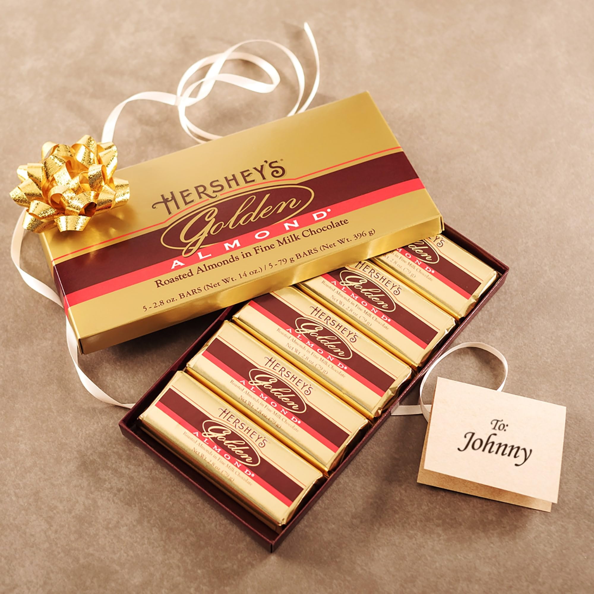 Hersheys Golden Almond Chocolate Bar, Roasted Almonds In Fine Milk Chocolate Candy Bar, Individually Wrapped Bars In Gift Box, 14 Ounce Box