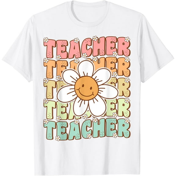 Teacher Cute Daisy Flower Retro Back to School T-Shirt Tops Tee