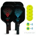 thumbnail image 2 of Franklin Sports Jet Pickleball Paddle Set, 4 Paddles, 4 x-40 Balls, Blue, Red, 2 of 12