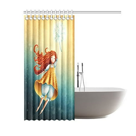 Gckg Little Fairy Girl Flying With Dandelion Shower Curtain