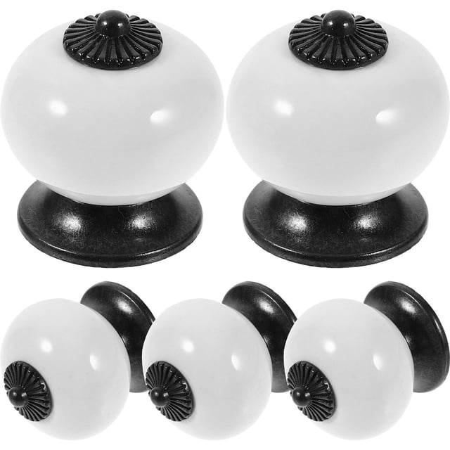 BRIGHTFUFU 5pcs Decorative Drawer Knobs White Wardrobe Delicate Finish