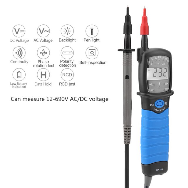 Detector de rango automático sin contacto, multímetro con pantalla LCD digital HoldPeak, comprobador de voltaje, rendimiento comprobado