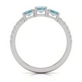 thumbnail image 5 of TimeLe$$ Classics Three Stone Emerald Cut Shape Natural Aquamarine Gemstone and Round Diamond Ring in 14K White Gold (Size: 10), 5 of 6