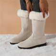 thumbnail image 5 of Women's Slip on Knee High Boots, Plus Size Warm Fleece Lined Side Zipper Round Toe Winter Boots with Breathable Upper and Non Slip Sole, Cozy Footwear for Cold Weather Daily Wear, 5 of 6