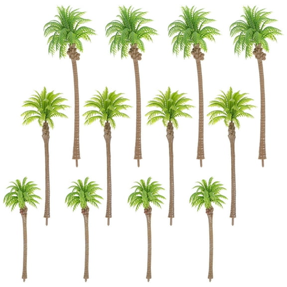 Green Plastic Palm Trees for Display 12 Pieces Decoration Sand Table Tree