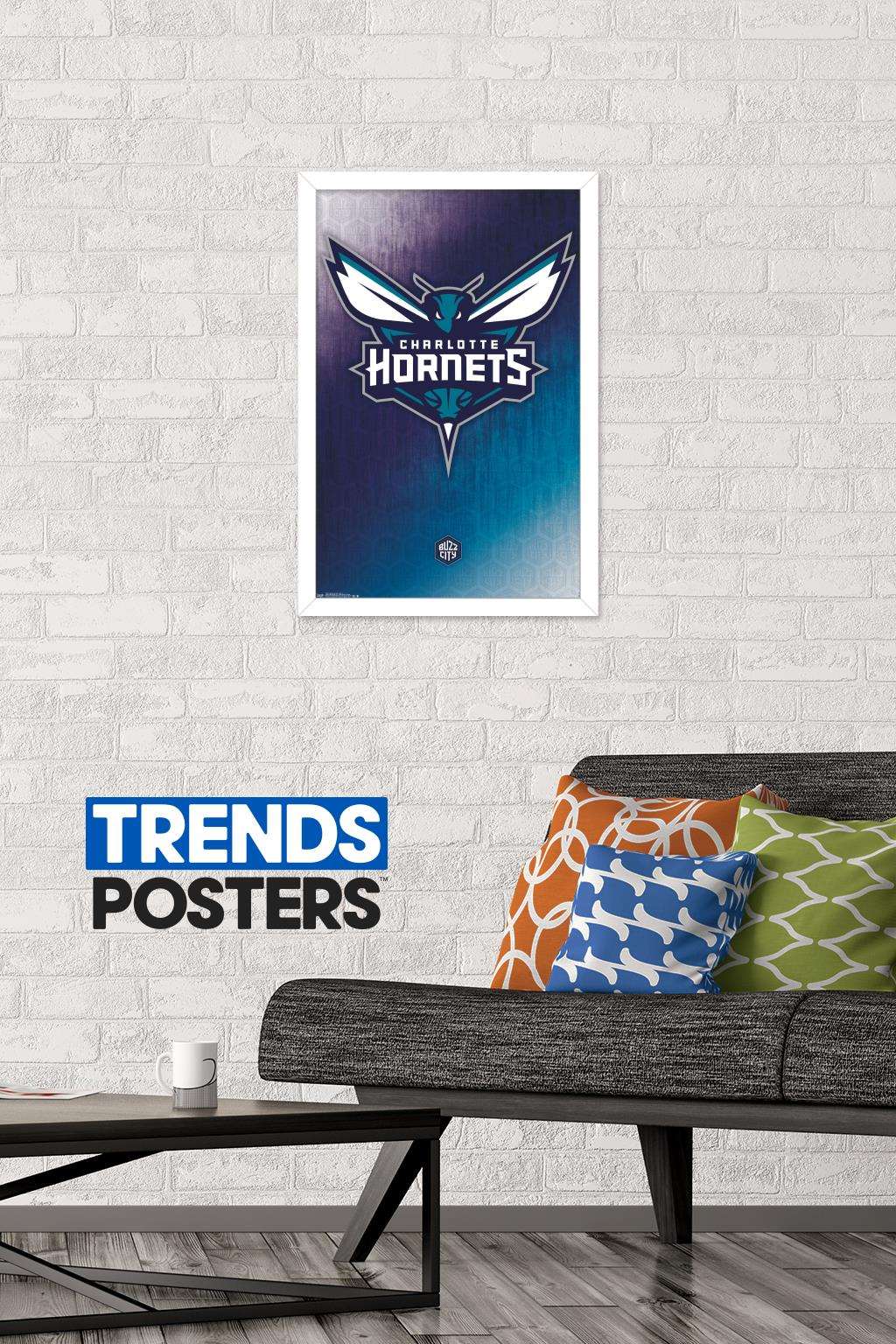 NBA Charlotte Hornets - Logo 14 Wall Poster, 14.725" x 22.375", Framed