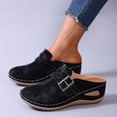 thumbnail image 4 of Rokment Women's Orthopedic Clogs Platform Wedge Slippers Sandals with Arch Support Comfortable Closed Toe Chunky High Heels Mules Casual Backless Slides Shoes Black Size 6, 4 of 9