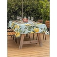 thumbnail image 3 of Outdoor Tablecloth with Umbrella Hole for Patio/Picnic/Party/Camping, Summer Lemon Waterproof Table Cloth Rectangle Table Cover Washable, Tropical Botanical Leaves Light Blue (60"x 84"), 3 of 8