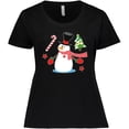 thumbnail image 3 of Inktastic Top Hat Snowman with Christmas Tree and Candy Cane Women's Plus Size T-Shirt, 3 of 5