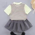 thumbnail image 6 of Yeaiivve Girls Back to School 2 Piece Outfit Striped Fake Two-Piece Polos Shirt & Pleated A-Line Skirt Set Summer Casual Preppy Clothes for Kids Green 2-3 Years, 6 of 10