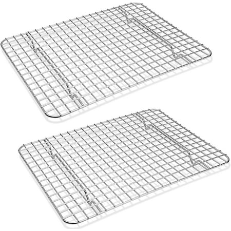 

Cooling Racks Set of 2 Stainless Steel Grid Wire Rack for Cooking Roasting Drying 11.75 x 9 x 0.75 Oven & Dishwasher Safe Heavy Duty & Solid Build